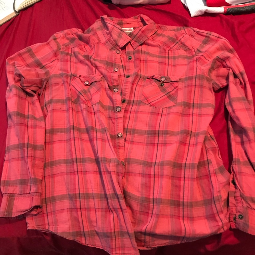 Red plaid button up